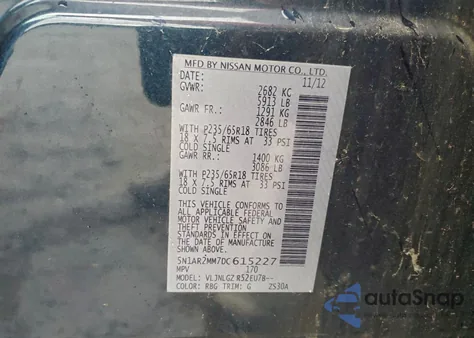 2013 Nissan Pathfinder S z USA, uszkodzony, nr VIN 5N1AR2MM7DC615227